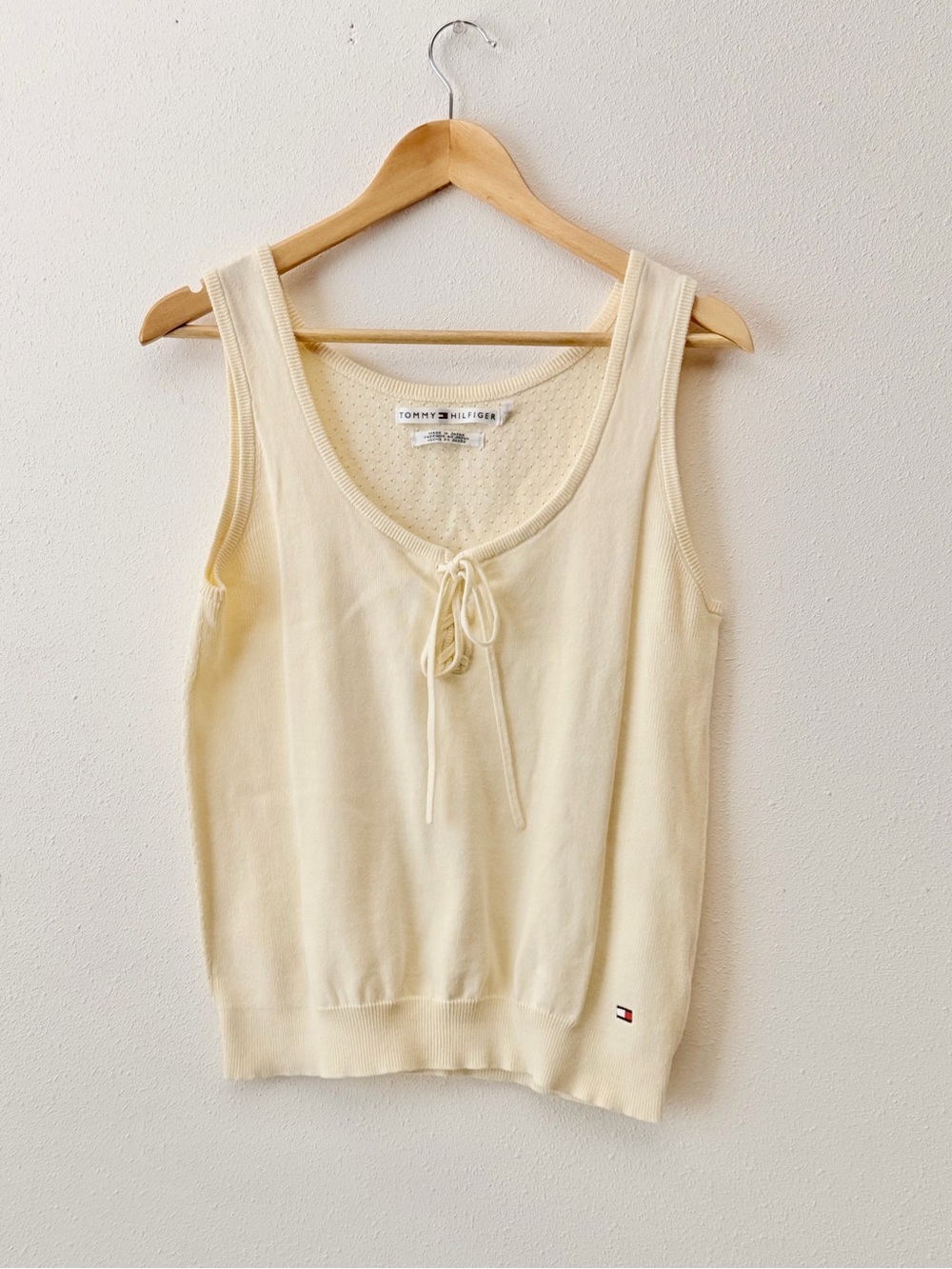 Vintage Tommy Hilfiger Creamy Yellow Tie-Front Knit Tank